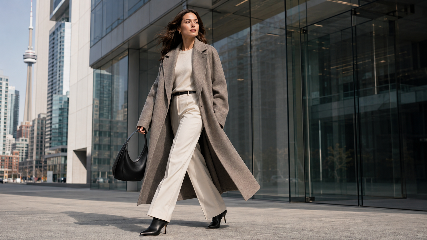 MAISON ATLAS modern grey coat campaign in Toronto